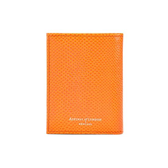Double Fold Credit Card Case in Orange Lizard from Aspinal of London