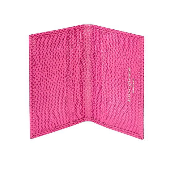Double Fold Credit Card Case in Raspberry Lizard from Aspinal of London