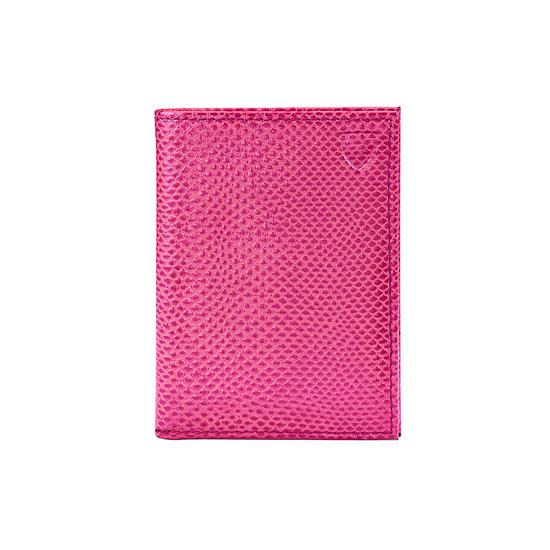 Double Fold Credit Card Case in Raspberry Lizard from Aspinal of London