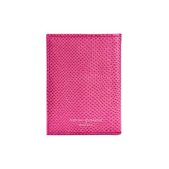 Double Fold Credit Card Case in Raspberry Lizard from Aspinal of London