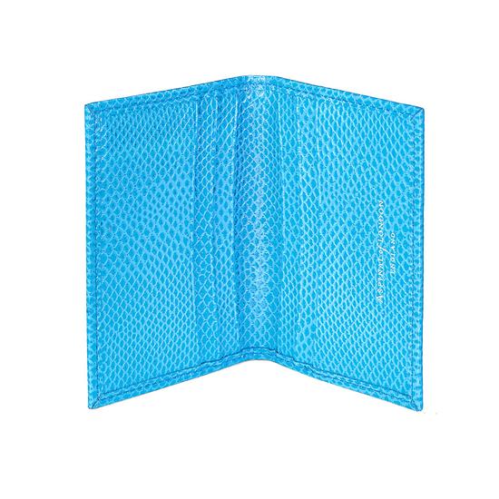 Double Fold Credit Card Case in Aquamarine Lizard from Aspinal of London