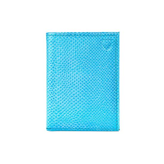 Double Fold Credit Card Case in Aquamarine Lizard from Aspinal of London