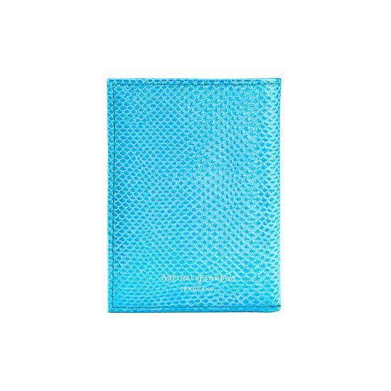 Double Fold Credit Card Case in Aquamarine Lizard from Aspinal of London