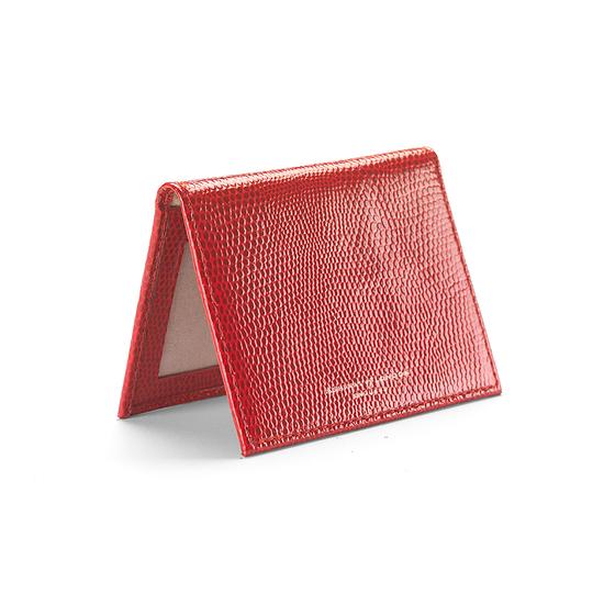 ID & Travel Card Case in Berry Lizard & Cream Suede from Aspinal of London
