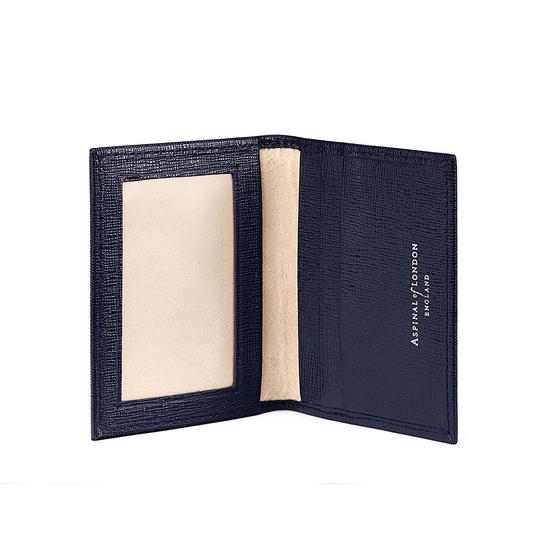 ID & Travel Card Case in Navy Saffiano & Cream Suede from Aspinal of London