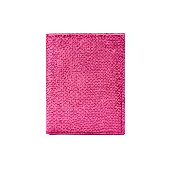 ID & Travel Card Case in Raspberry Lizard & Pale Blue Suede from Aspinal of London