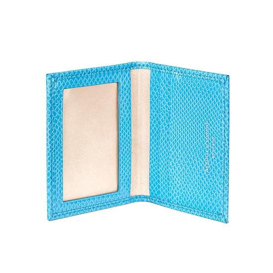 ID & Travel Card Case in Aquamarine Lizard & Silver Suede from Aspinal of London
