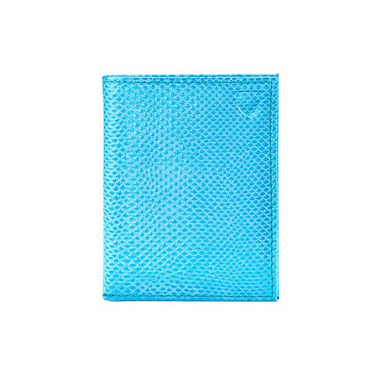 ID & Travel Card Case in Aquamarine Lizard & Silver Suede from Aspinal of London