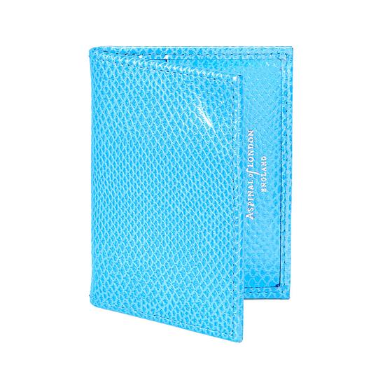 ID & Travel Card Case in Aquamarine Lizard & Silver Suede from Aspinal of London