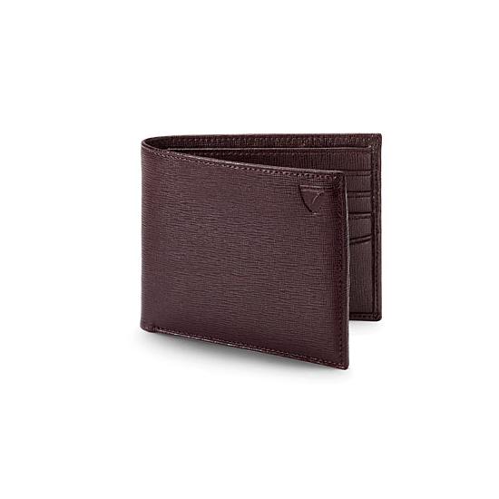 Billfold Wallet in Chocolate Brown Saffiano & Espresso Suede from Aspinal of London