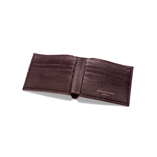 Billfold Wallet in Chocolate Brown Saffiano & Espresso Suede from Aspinal of London