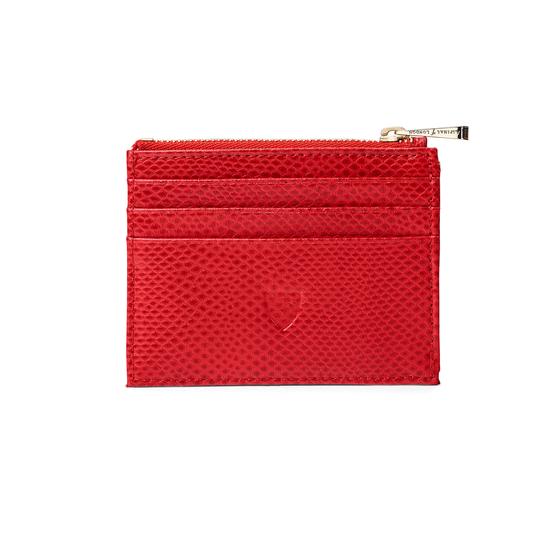 Zip Top Coin & Card Case in Berry Lizard & Cream Suede from Aspinal of London