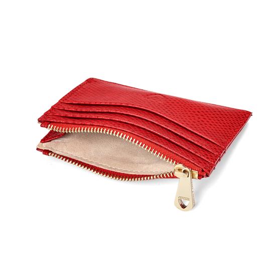 Zip Top Coin & Card Case in Berry Lizard & Cream Suede from Aspinal of London