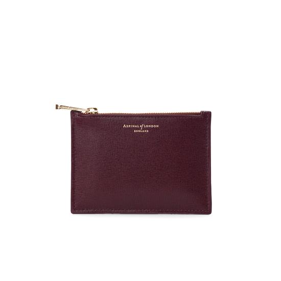 Small Essential Flat Pouch in Burgundy Saffiano from Aspinal of London