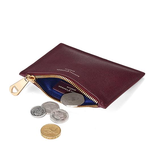 Small Essential Flat Pouch in Burgundy Saffiano from Aspinal of London