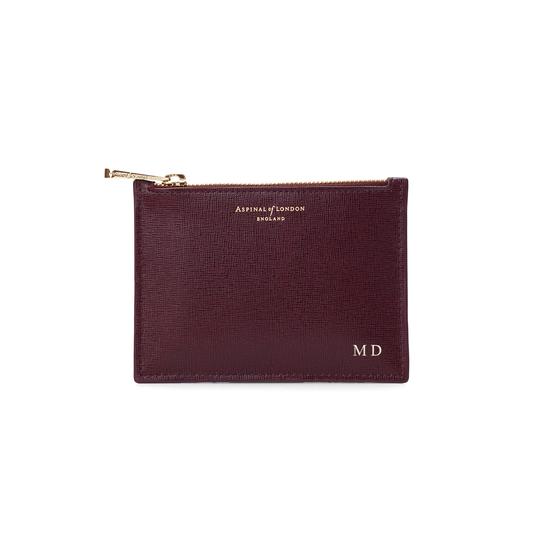 Small Essential Flat Pouch in Burgundy Saffiano from Aspinal of London