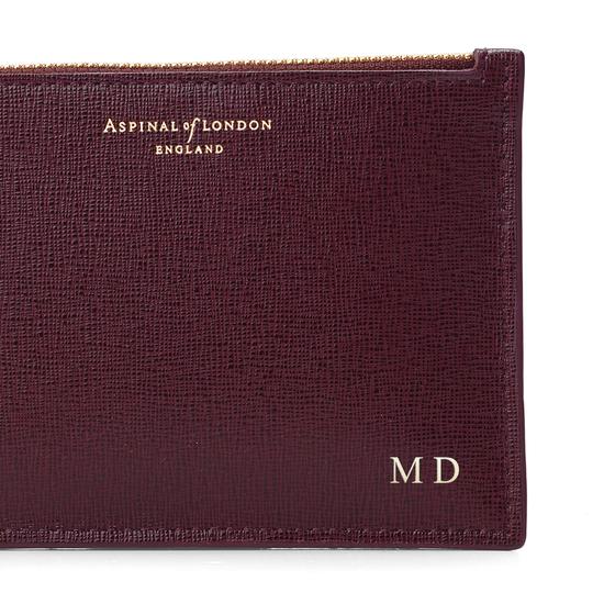 Small Essential Flat Pouch in Burgundy Saffiano from Aspinal of London