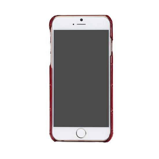 iPhone 7/8 Leather Cover in Deep Shine Red Croc with Cream Suede from Aspinal of London