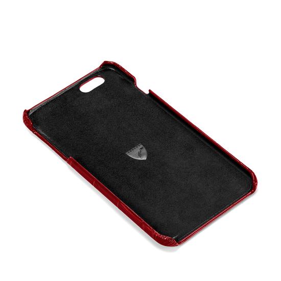 iPhone 7/8 Leather Cover in Deep Shine Red Croc with Cream Suede from Aspinal of London
