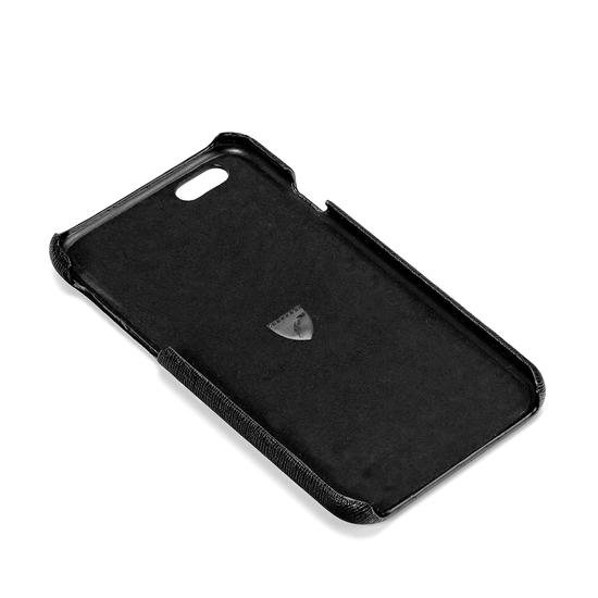 iPhone 7/8 Leather Cover in Black Saffiano & Black Suede from Aspinal of London