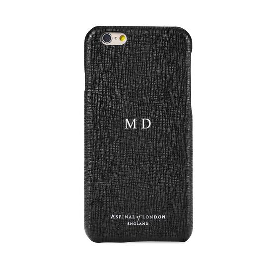 iPhone 7/8 Leather Cover in Black Saffiano & Black Suede from Aspinal of London