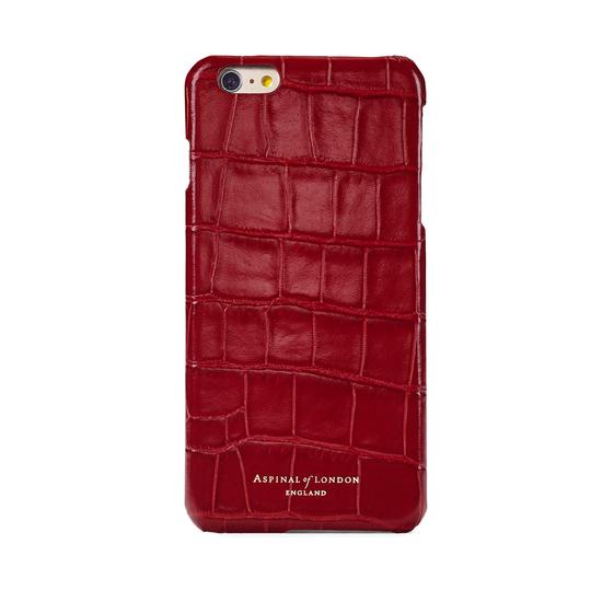 iPhone 7/8 Leather Cover in Deep Shine Red Croc with Cream Suede from Aspinal of London