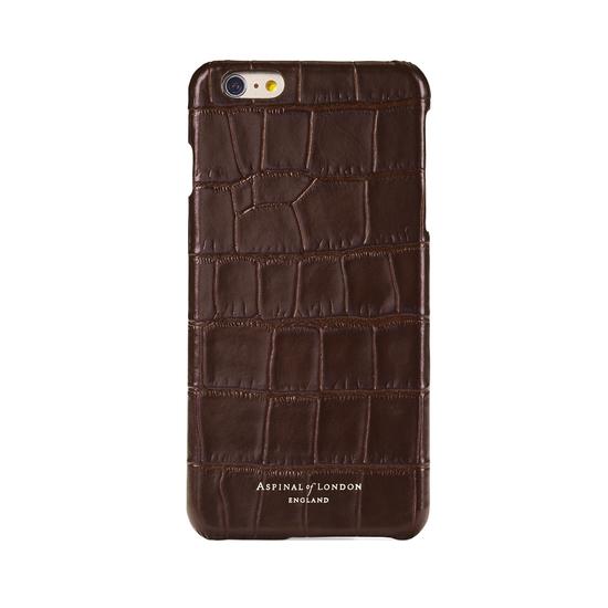 iPhone 6 Plus Leather Cover in Deep Shine Amazon Brown Croc & Black Suede from Aspinal of London