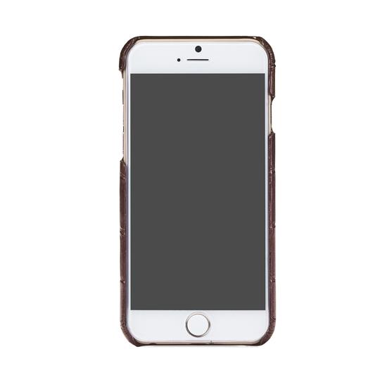 iPhone 6 Plus Leather Cover in Deep Shine Amazon Brown Croc & Black Suede from Aspinal of London