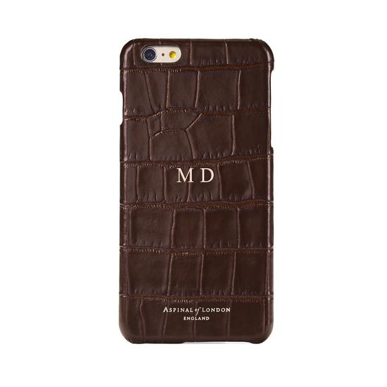 iPhone 6 Plus Leather Cover in Deep Shine Amazon Brown Croc & Black Suede from Aspinal of London