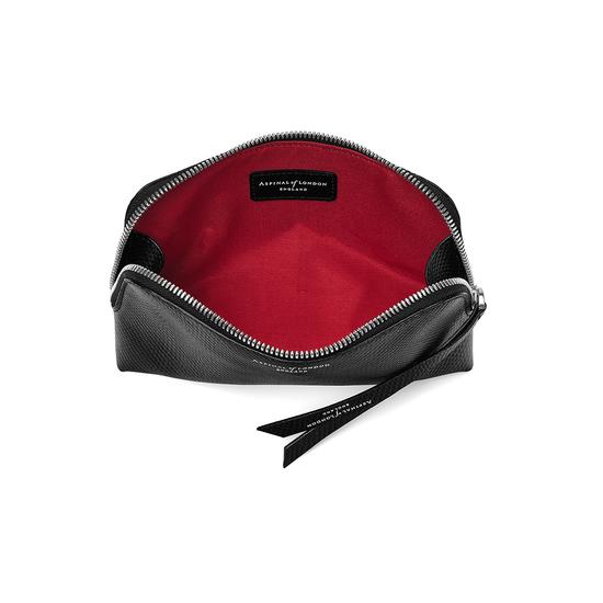 Small Essential Cosmetic Case in Jet Black Lizard from Aspinal of London