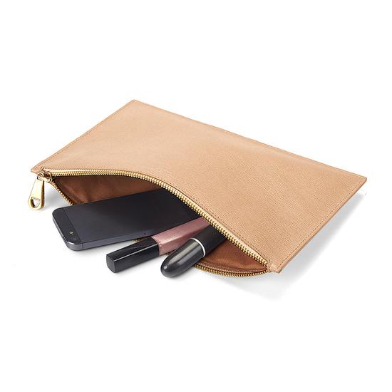 Large Essential Flat Pouch in Deer Saffiano from Aspinal of London