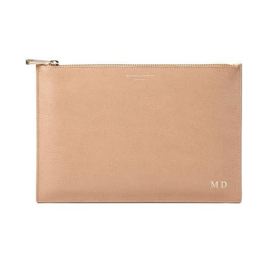Large Essential Flat Pouch in Deer Saffiano from Aspinal of London