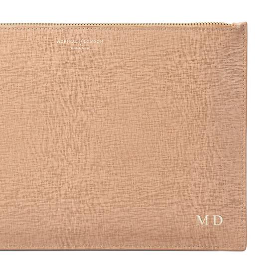 Large Essential Flat Pouch in Deer Saffiano from Aspinal of London