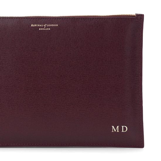 Large Essential Flat Pouch in Burgundy Saffiano from Aspinal of London