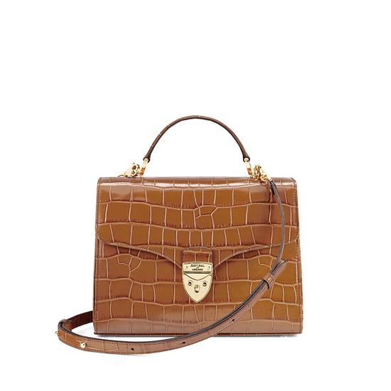 Mayfair Bag in Deep Shine Vintage Tan Croc from Aspinal of London