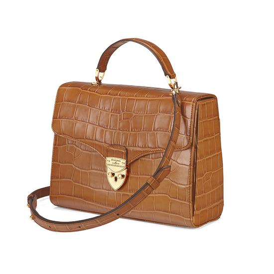 Mayfair Bag in Deep Shine Vintage Tan Croc from Aspinal of London