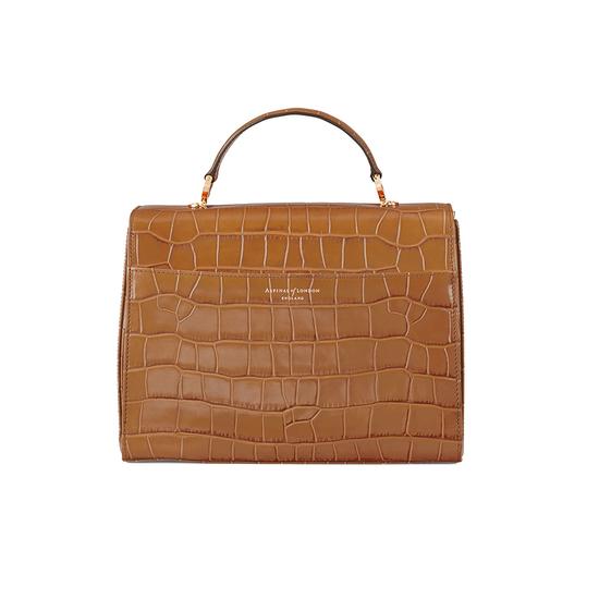 Mayfair Bag in Deep Shine Vintage Tan Croc from Aspinal of London