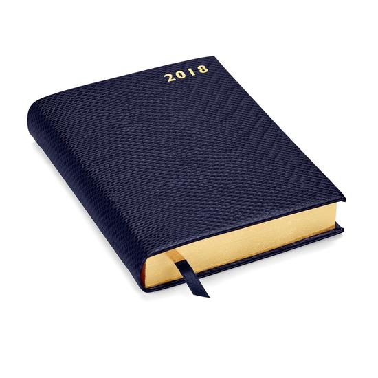 A6 Day per Page Leather Diary in Midnight Blue Lizard from Aspinal of London