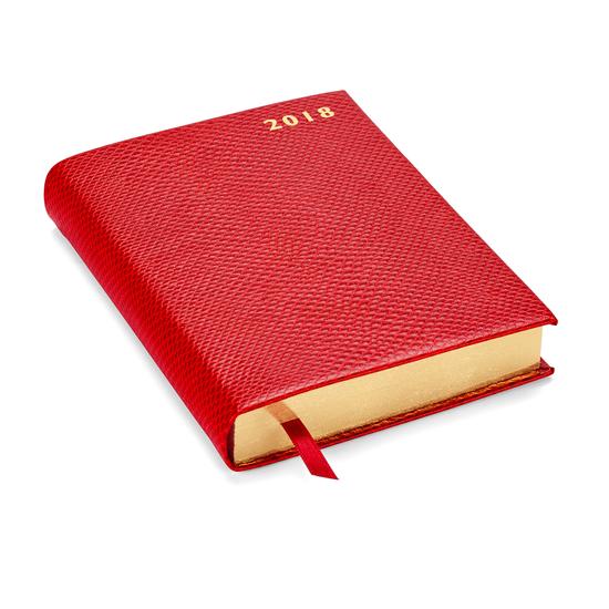 A6 Day per Page Leather Diary in Berry Lizard from Aspinal of London