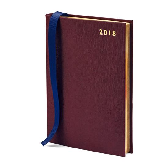 A5 Day per Page Leather Diary in Burgundy Saffiano from Aspinal of London