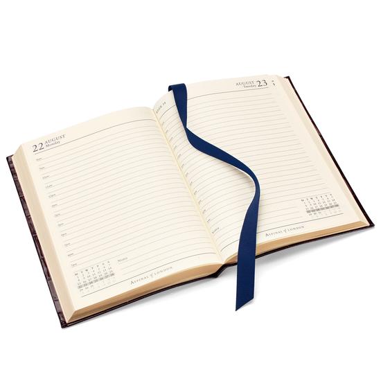 A5 Day per Page Leather Diary in Deep Shine Black Croc from Aspinal of London