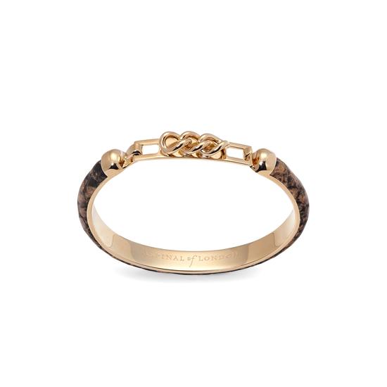 Chainlink Skinny Cuff Bracelet in Tan Snake from Aspinal of London