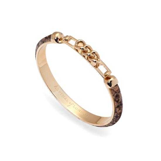 Chainlink Skinny Cuff Bracelet in Tan Snake from Aspinal of London