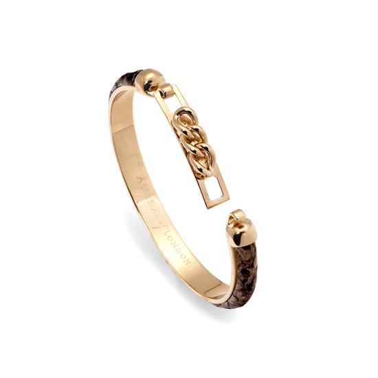 Chainlink Skinny Cuff Bracelet in Tan Snake from Aspinal of London