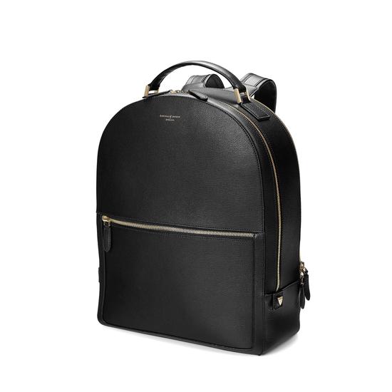 Large Mount Street Backpack in Black Pebble from Aspinal of London