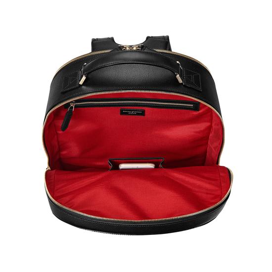 Large Mount Street Backpack in Black Pebble from Aspinal of London
