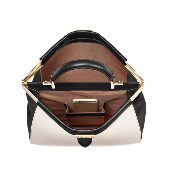 Large Florence Frame Bag in Monochrome Saffiano from Aspinal of London