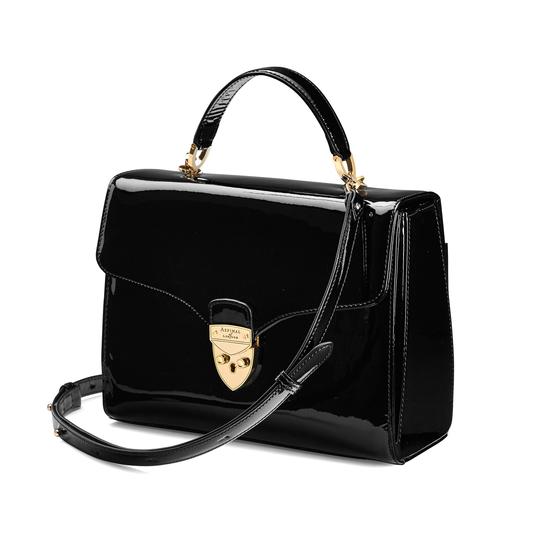 Mayfair Bag in Deep Shine Black Patent from Aspinal of London