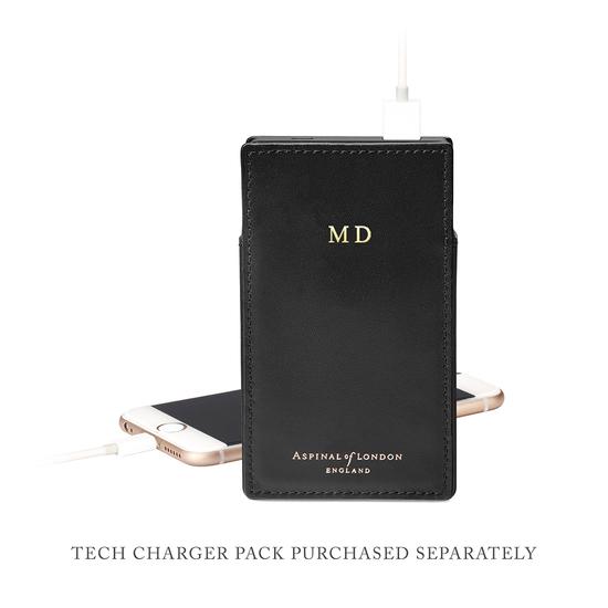 Midi Marylebone Tech Tote in Black Embossed Flower from Aspinal of London