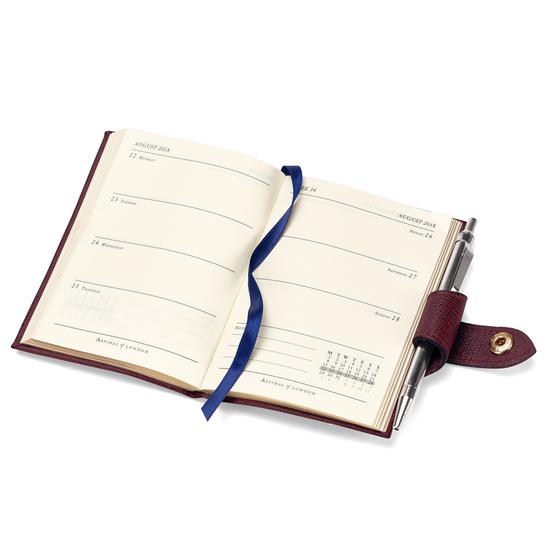Mini Pocket Leather Diary with Pen in Deer Saffiano from Aspinal of London